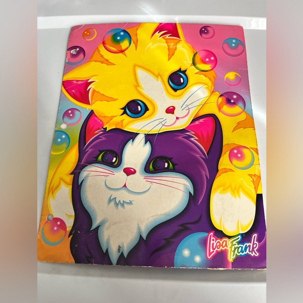 Fantastic World Lisa Frank RARE Bubble Kittens Cats Vintage Folder Portfolio